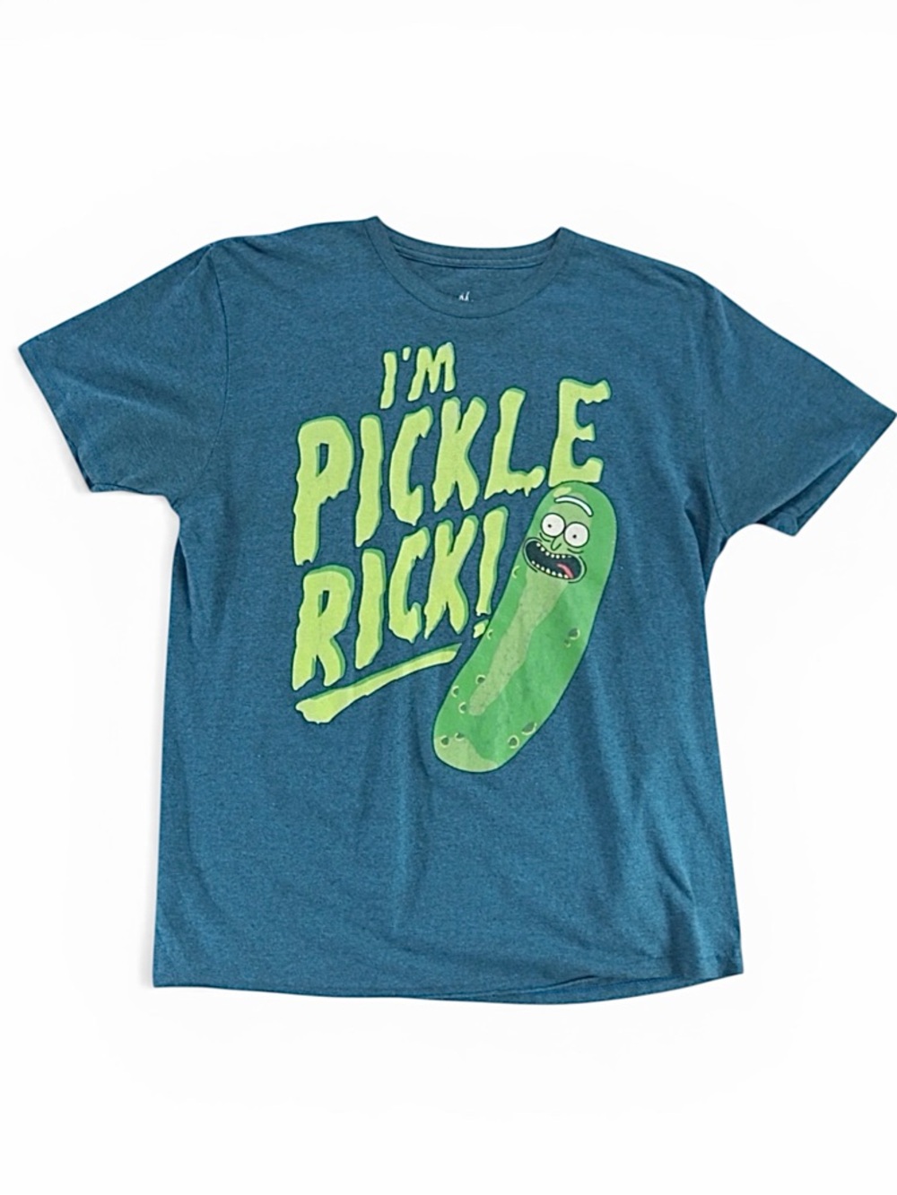 “I'm Pickle Rick” Rick and Morty Graphic Tee - Blue with Green Print